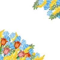 Акварелен флорален, панел за пролетни цветя - бял