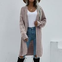 Lydiaunistar Time и Tru Winter Coats for Women Plus Size Женски ежедневен мода с дълъг цвят женски плетен кардиган лилаво