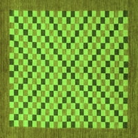 Ahgly Company Indoor Rectangle Checkered Green Modern Area Rugs, 7 '10'