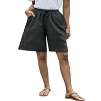 Секси танцови жени летни плажни къси панталони средни талии мини панталони твърди цвят Бермуди къси панталони торбисти дъна фитнес каки xl