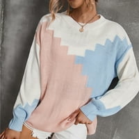 Есенни пуловери за жени торбисти за пуловер пуловер Небрежен екипаж на врата пуловери за момичета розово xl