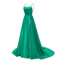 Рокли за дълги рокли на женските дълги рокли сатене зелено 3xl
