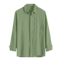 Мъжки ризи на Bazyrey Stand Collar Rish Beach Небрежно твърд цвят дълъг ръкав дишащ топ тениска блуза зелено 2xl