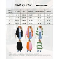 Pink Queen Fall Дълги жилетки за жени Батвинг ръкав Отворен предни оребрени плетани с големи размери жилищни пуловери с джобове
