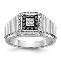 14k бяло злато черно -бял диамантен мъжки пръстен, размер 10