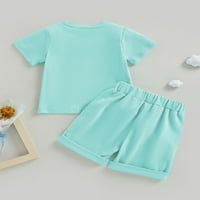 Coduop Toddler Baby Boys Girls Summer Toletits Rainbow Print Тениска +къси панталони 0- години