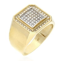 10k жълто злато микро паве създадена диамантен квадрат ореол клъстер за мъжки пръстен