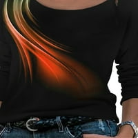 GVMFive ежедневни блузи върхове за жени с дълъг ръкав градиент за печат на разхлабена тениска