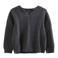 Пуловер Avamo за дамски зимен топъл кабел плетен пуловер джъмпер небрежен свободен дълъг ръкав v върхове за пуловер