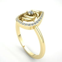 Истински 0,25ctw кръгло рязане диамантен дами акцент Персонализиран ангажимент Фантастичен пръстен Солид 14k роза, бяло или жълто злато IJ Si2
