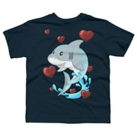 Ние сърцето си акула Валентин ден тройници момчета въглен сив - дизайн от хора m