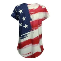 Ризи на американски флаг дамски ежедневни летни къси ръкави v ризи за врата 4 юли патриотични тениски звезди ивици графични тийнейджъри s-xxl