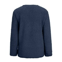 Entyinea cardigan пуловер за жени ежедневни дълги ръкави отворени предни леки драпирани жилетки с джобове тъмно синьо s