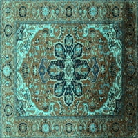 Ahgly Company вътрешен правоъгълник Ориентал тюркоазено синьо индустриална зона килими, 5 '7'