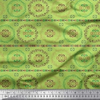 Soimoi Green Heavy Satin Fabric Damask & Wreate Ethnic Fabric щампи по двор широк
