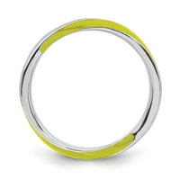Сребърни сребърни изрази, изкривени жълт емайлиран пръстен - размер 9