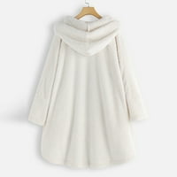haxmnou джобно палто неравномерно дълъг ръкав с бутон с размер плюс размер женско палто бяло l