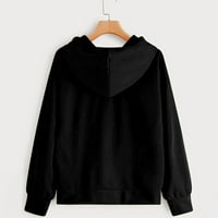 Женски модни качулки есен зимни качулки суичър пуловер горен дълъг ръкав удобна женска суитчър Black L