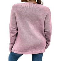 Rejlun дамски пуловер зимен топъл плетен пуловери с дълъг ръкав джъмперни върхове свободни пуловер плетани работи розово s