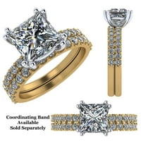 Princess Cut Pure Brilliance ZIRCONIA SOLITAIRE W Sides Eng Ring-10K Жълто злато-размер 6