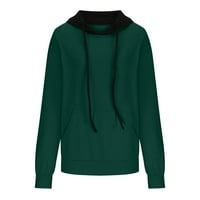 PBNBP Женски пуловер с твърд цвят на яка с джоб с качулка и дълъг ръкав с най-добър пуловер Женски цвят на цветен цвят на пуловер