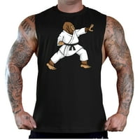Мъжки Bigfoot Karate F Черен дълбок изрязан тениска резервоар Топ 2x-голям
