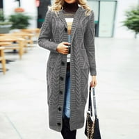 Жени модни масивни цветове с дълъг ръкав плетене дълъг джобни жилетка пуловер палто дълги пуловери Кардиган за жени A S