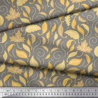 Soimoi Orange Poly Georgette Fabric Есенни листа от печат шиене на тъкани двор