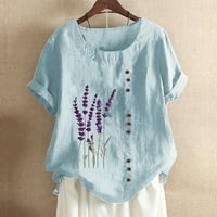 Wofedyo ризи за жени цветя от лавандула отпечатани памучни и ленени ризи пулове за жени