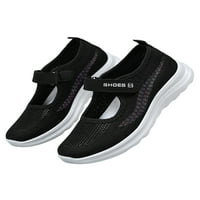 Tenmi Womens Mary Jane Comfort Sneakers Mesh Flats Небрежни обувки за ходене Жени модни дишащи черни 6.5