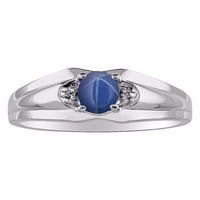 *Rylos Classic Oval Blue Star Sapphire & Diamond Ring - September Birthstone*Sterling Silver