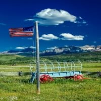 Знаме и покрит вагон, Хастингс Меса, близо до Ридвей, печат на плакат в Колорадо от панорамни изображения