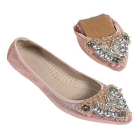 Tenmi Womens Flat Shoes Slip on Flats Pointy Toe Loafers Comfort Небрежни обувки за ходене Дами леки дишащи се приплъзва розово 5.5