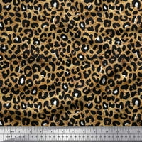 Soimoi Orange Pottor Cambric Fabric Leopard Animal Skin Printed Fabric Wide