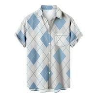 Ризи за мъже Мъжки резервоар Топ мъже Небрежни копчета Печат с джобни въртящи се ризи с къс ръкав Блуза Персонализирани ризи за мъже мода на клирънс