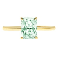 1.75ct лъчезарно изрязано зелено симулиран диамант 14k Жълто злато гравиране на изявление годишнина Ангажимент Сватбен пасианс Размер 10.5