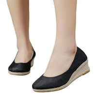 Ymiytan дамски клинови токчета приплъзване на помпени обувки заострени пръсти помпи работят лек дишащ комфорт сестра обувка черно 8
