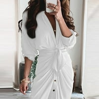 Дамски рокли ръкав дантела мода maxi a-line v-neck лятната рокля бяло l