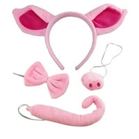 Sehao Pig Headband уши и опашен комплект Костюм аксесоар розов плат Новост забавна играчка