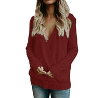 Дамски есен зимен моден моден пуловер пуловер пуловери за жени пуловер пуловер червен m