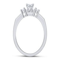 Бял естествен диамантен булчински пръстен, поставен в 10K бяло злато