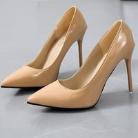 Жени модни солидни цветни патентни кожени обувки Оценка на пръсти с високо спускане обувки с висок ток