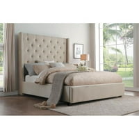 Pemberly Row Fabric Full Bed с чекмеджета за съхранение в бежово