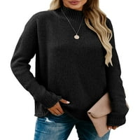 Ybenlow жени извънгабаритни пуловери кокетни разхлабени пуловер плетен джъмпер S-XL