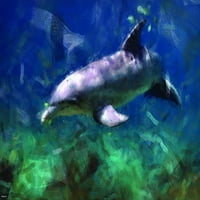 Делфин плуване под вода Модерна изкуство картина Домашен декор печат плакат 20x30