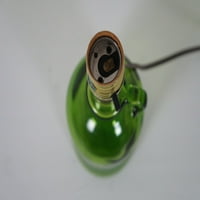 Винтидж зелено стъкло уиски Духов бутилка кана за будоар лампа и сянка 15
