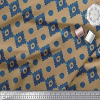 Soimoi кафява копринена тъкан Aztec Geometric Printed Craft Fabric край двора