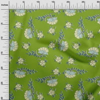 Oneoone Georgette Viscose зелена тъкан листа и цветя флорални занаяти за шиене Проекти от отпечатъци от тъкани по дворове