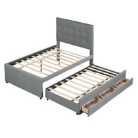 Рамка за легло с платформа с издърпване на трикотаж и чекмеджета, модерна лента с тапицирана легла със силна поддръжка на солидни летища, не е необходима bo пружина