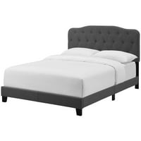 Модерен съвременен градски дизайн спалня Queen Size Platform Bed Frame, плат, сиво сиво, Bo Spring изисква